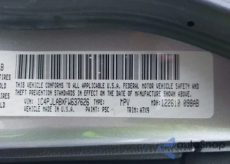 2015 Jeep Cherokee Sport z USA, uszkodzony, nr VIN 1C4PJLABXFW637626